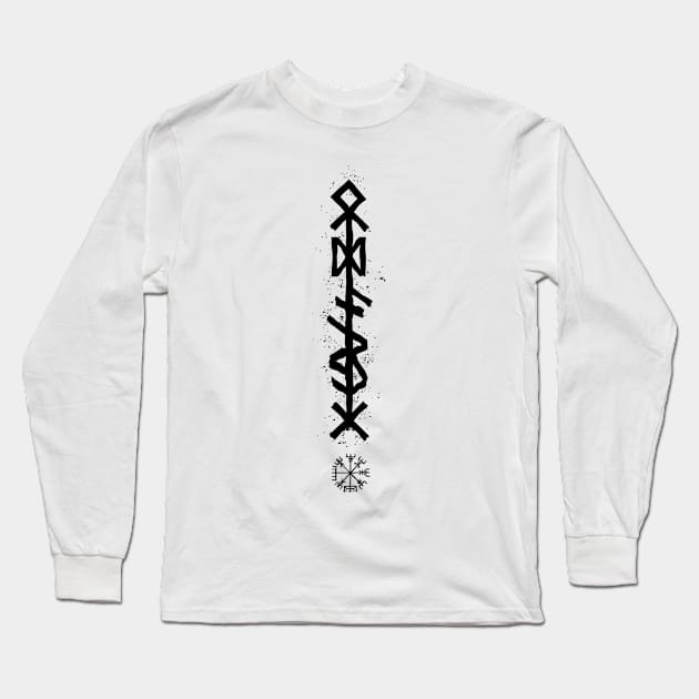 ODIN'S SPEAR - Black Bind Rune Design INK SPLAT Long Sleeve T-Shirt by SALENTOmadness